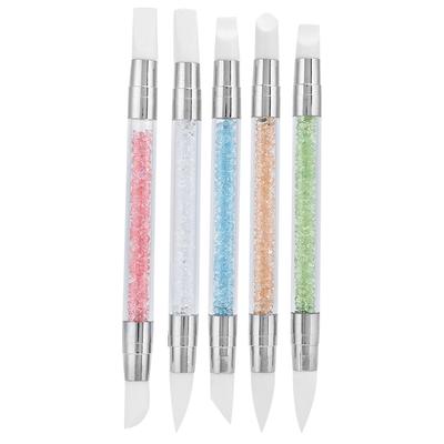 5Pcs Nail Brush Silicone Pen Hollow Carving Embossing Pen Nail Art Accessories  Soft