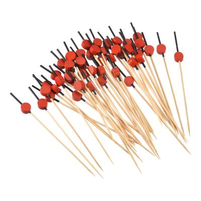 Cocktail-Zahnstocher 100 Stück Bambus Rot Flach Rund Lang Fruchtspieß Dekorative Cocktail-Spieße Picks für Getränke Vorspeise Früchte