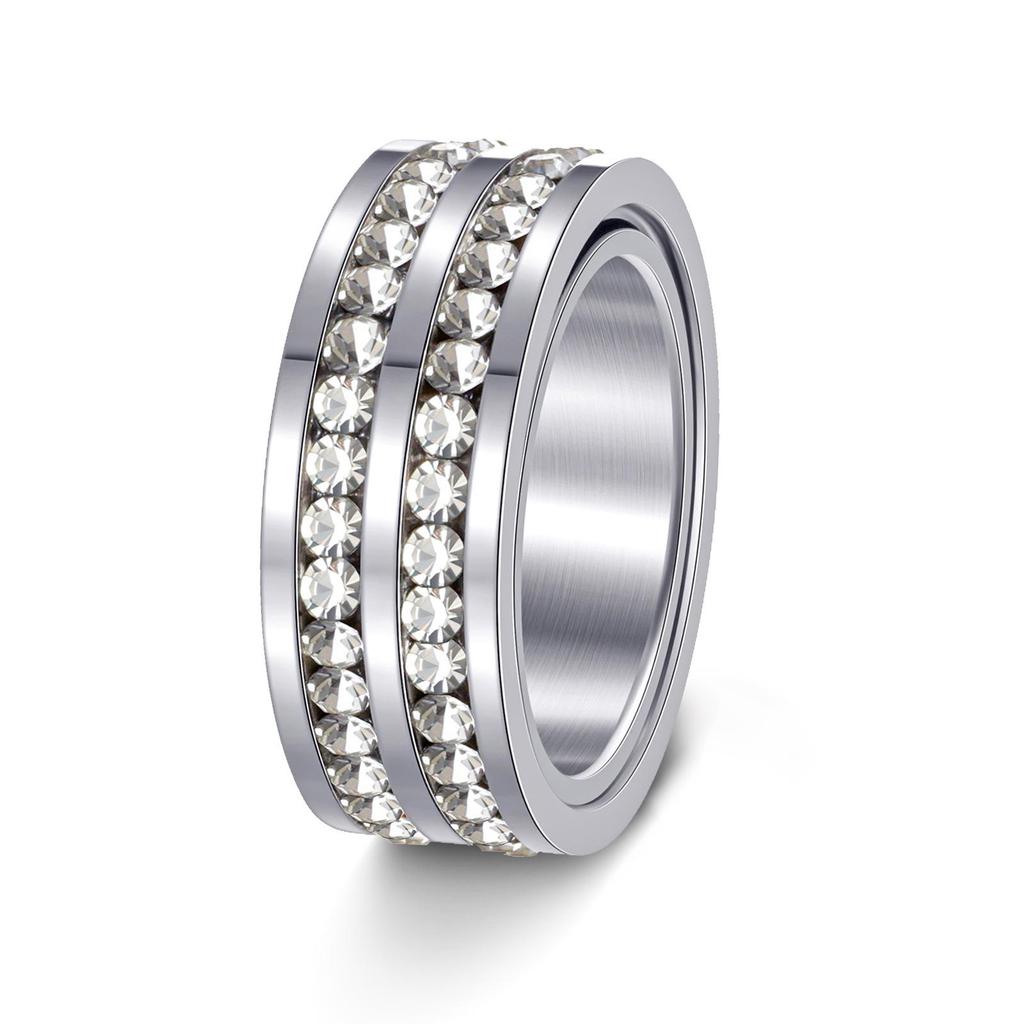 Neuer Stil Strassstein Design Edelstahl Partnerring Set