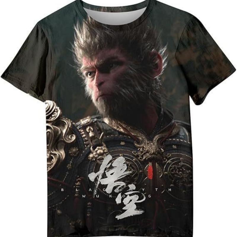 Men's Fashion Funny 3D Printed T-shirt Casual Round Neck Short Sleeved T-shirt