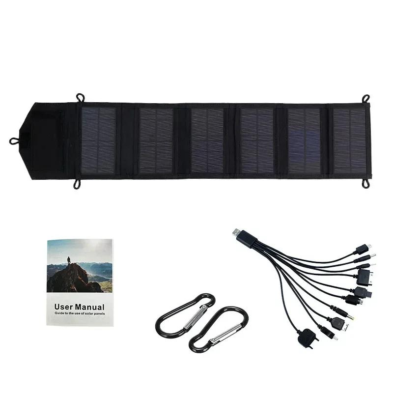 

6-fold Foldable Solar Panel 20w/h Portable Solar Panels Charger USB 5V DC Full Time Power Solar Panel Mobile Power Supply