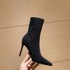 Thin Heel High Heel Short Boots Children's New Pointed Suede Elastic Thin Boots In Autumn and Winter 2025 Thin Tube Socks Boots