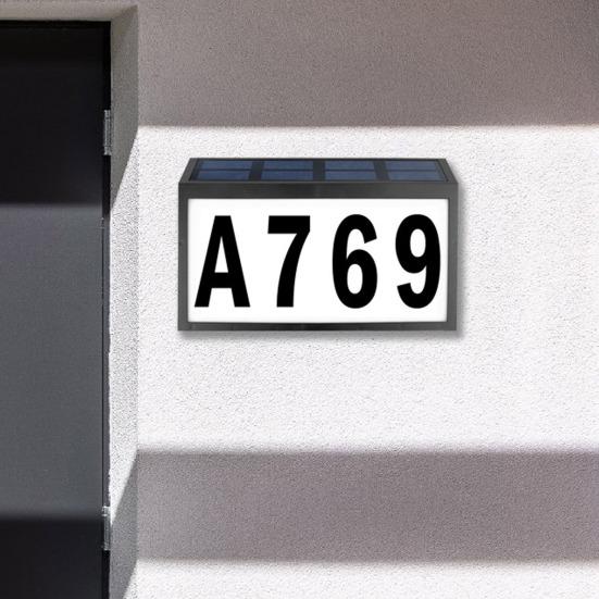 Solar House Numbers Light LED Illuminated Waterproof Address Sign Easy Installation Solar-Powered Lighting Doorplate for Front Door