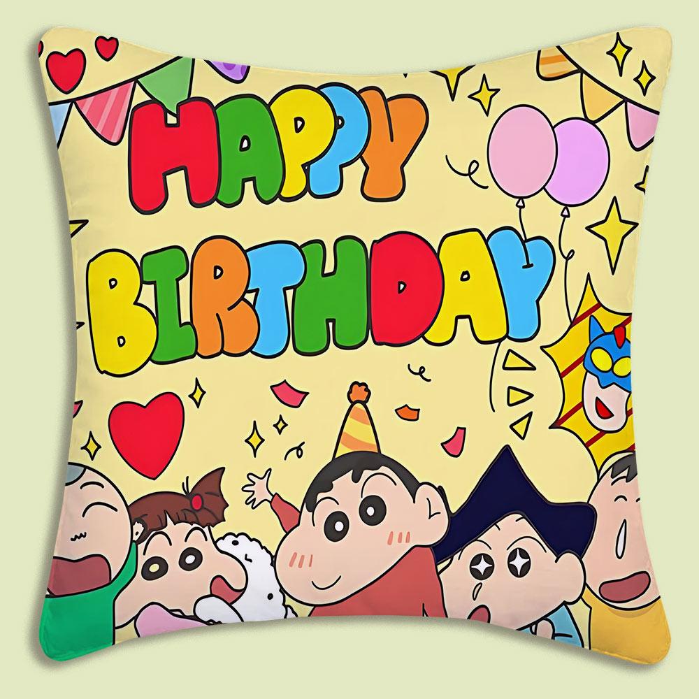 Cartoon Crayon Shin-chan Pillow Covers Cartoon Sofa Decorative Home Double-sided Printing Short Plush Cute Cushion Cover