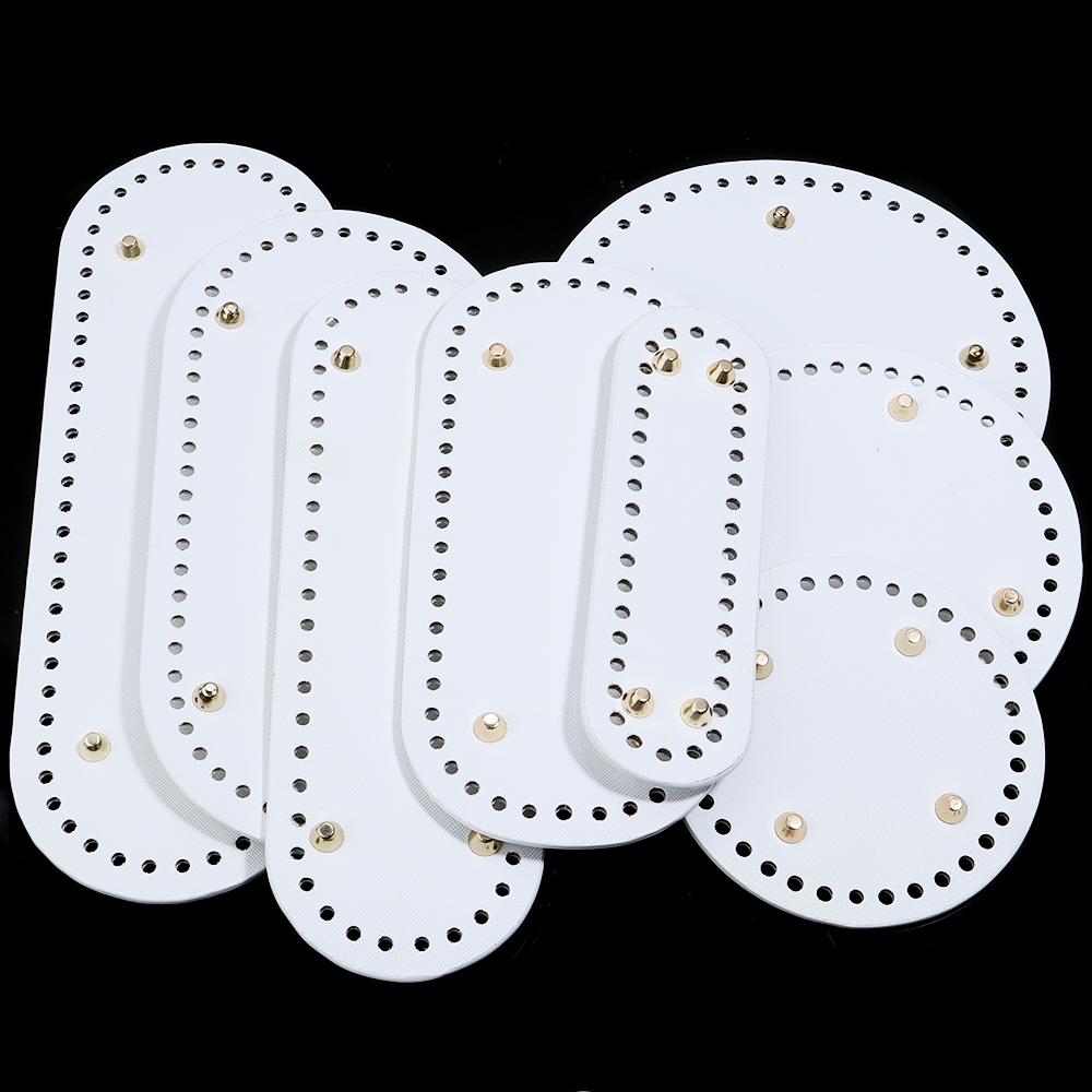 1pc Round Long Bottom For Knitted Bag PU Leather Bag Base Handmade Bottom With Holes Diy Crochet Bag Bottom Accessories