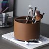 Minimalist Faux Leather Makeup Caddy – Rotating 5-Slot Organizer for Cosmetics & Beauty Tools