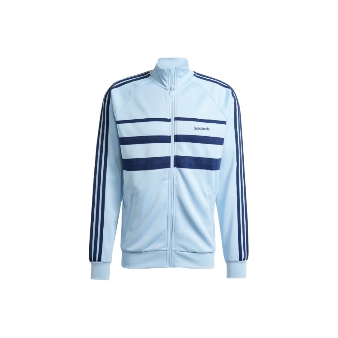 adidas Originals Men s Skin-Friendly Solid Color Striped Jacket, Blue L