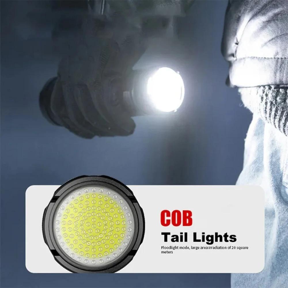 Weiße Laser-Taschenlampe Leistungsstarke Lichtdochte Ultrahell Zoom Weitwurf LED Wiederaufladbar COB Rücklicht Outdoor Powerbank