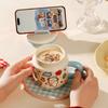 Mobile Phone Stand Mug with Lid Cartoon Animal Water Cup Gift Box Cute High Value Household Drinking Ceramic Cup