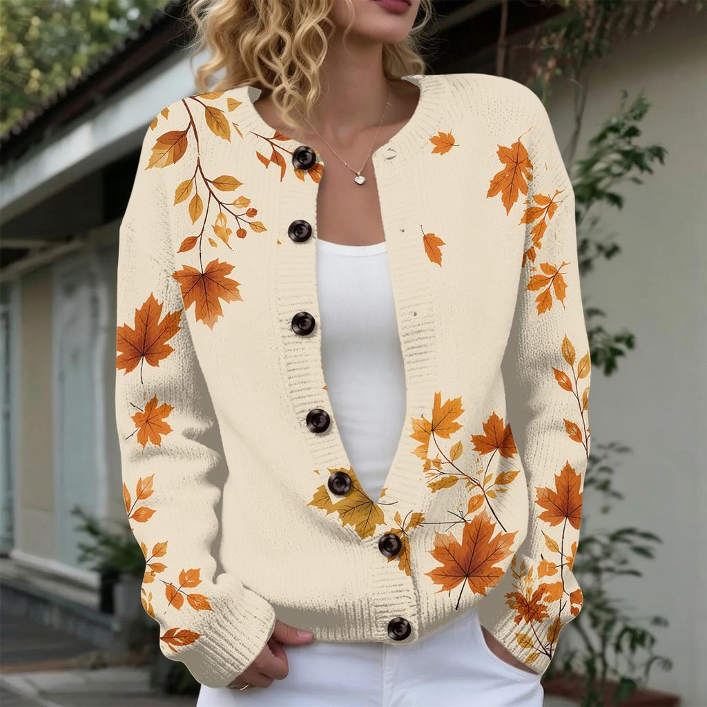 Women's Trendy Halloween Knit Button Down Cardigan Sweater Top for Party and Daily Wear