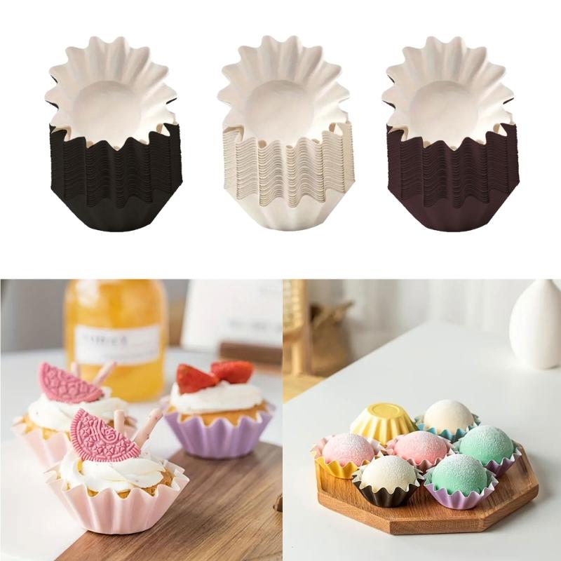 Pack of 50 Safe Food Grade Paper Cake Holders Greases Proof Cupcake Liners Holiday Party Mini Paper Baking Cups