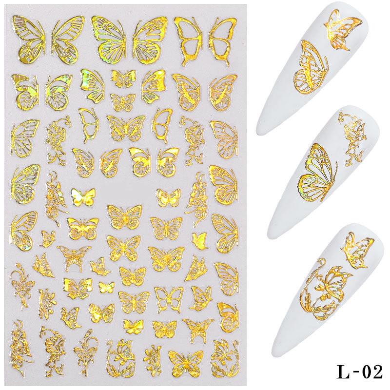 3D Butterfly Nail Art Stickers Adhesive Sliders Colorful Nail Transfer Decals Foils Wraps Decorations Nail Art