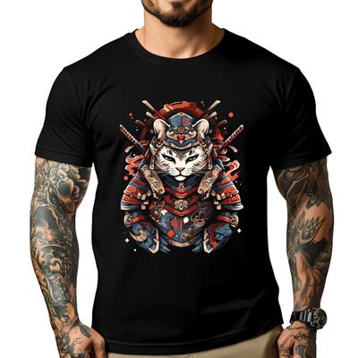Cat Samurai Ninja Cat Samurai Art Ukiyo E Luxury Designer Mens Shirts T Shirts Luxury T Shirt Camisas De Hombre