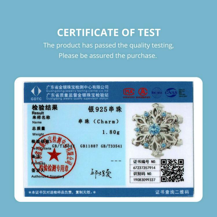 WOSTU 925 Sterling Silver Snowflake Charm Beads Ice Flower Pendant Fit Original Bracelet DIY Necklace Jewelry Making Gift