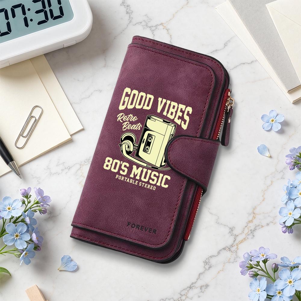 Retro Good Vibes Music Wallet Portable Stereo Purse Forever Fashion Long Card Holder