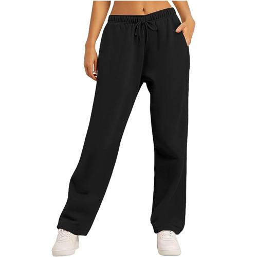 Women's Solid Color High Waisted Loose Casual Sports Pants clothes sale