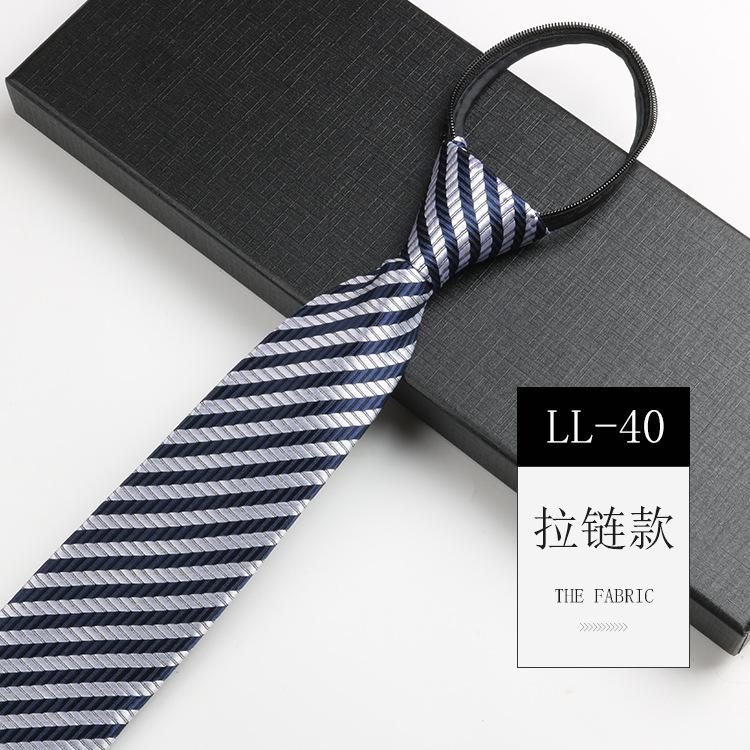 Tie Men'S, Business Zipper Work Security Shirt Striped Red Blue 8Cm Knot Free Easy To Pull