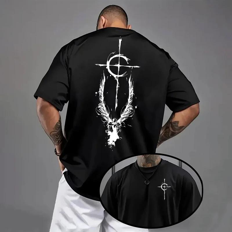 

2026 Summer Sporty Casual Mens Tshirt Fashion Trend Urban Print Tshirt HighQuality Pure Cotton Mens Clothing 2XL