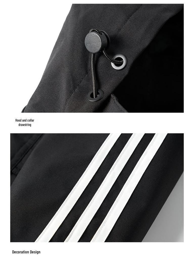 Men's Trendy Three-Stripe Hooded Jacket - Casual Spring/Autumn Wear