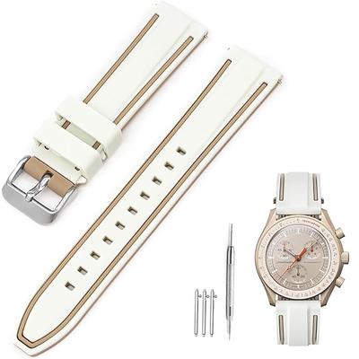 20mm Uhrenarmband für Swatch x OMEGA Speedmaster Silikon-Uhrenarmband für Swatch und Schnellverschluss Ersatzwerkzeug und 3 Federstege enthalten [Ylfcly]