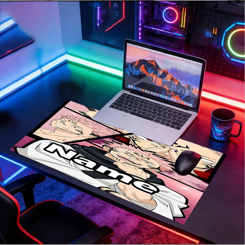Personalizowana podkładka pod mysz z motywem Jujutsu Kaisen z imieniem, Mata na biurko do laptopa PC, Dekoracyjna mata na biurko do domu, Podkładka pod klawiaturę, Prezent