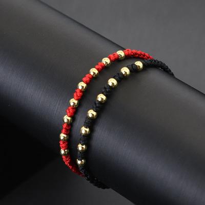 Lucky Red Rope Women's Handmade Braided Hand Rope Simple Small Gold Beads Beaded Bracelet Wrist Jewelry Friendship Gift