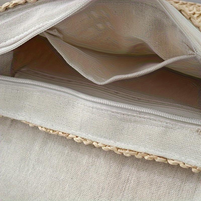 Vintage Woven Straw Messenger Bag, Small Papyrus Crossbody Bag for Women, Retro Travel Beach Bag with Adjustable Strap