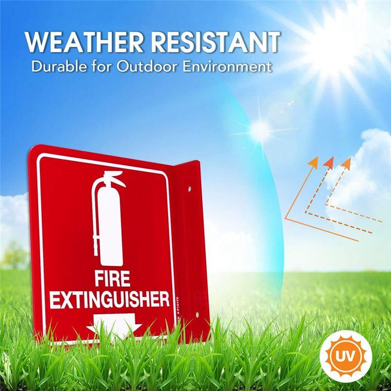 A60zfire Extinguisher Projecting Sign, Acrylic L-Shaped 6" X 6", Two-Sided With Down Arrow, Includes Screws, Home Office 4Pcs Se