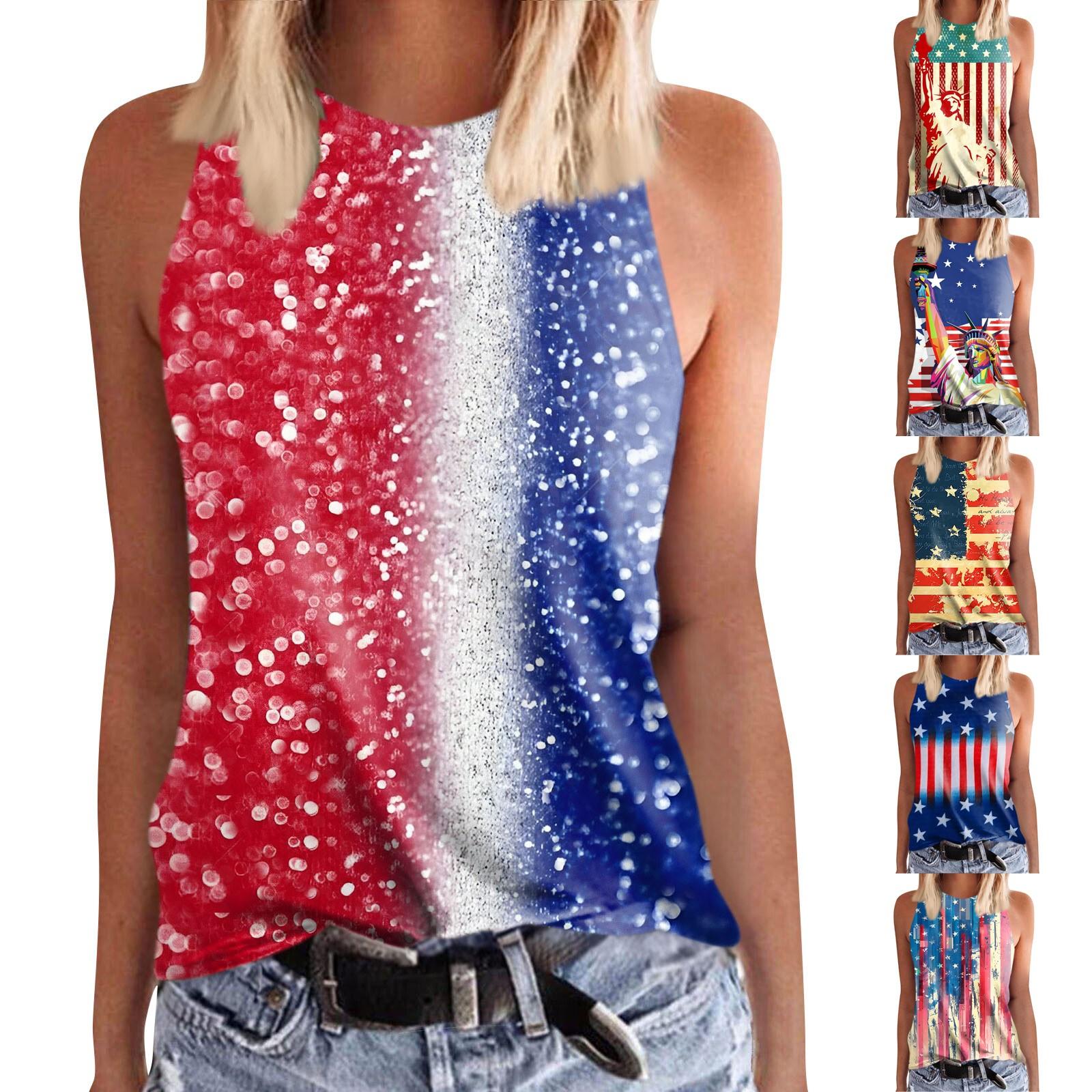 

Женская летняя сексуальная майка без рукавов ко Дню независимости