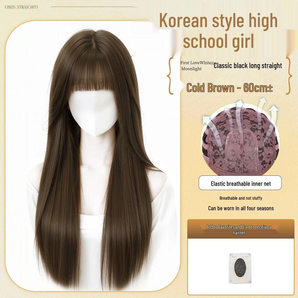 Tomie-Style Lolita Black Long Straight Wig – Natural Fluffy Simulation Hair for Daily Use