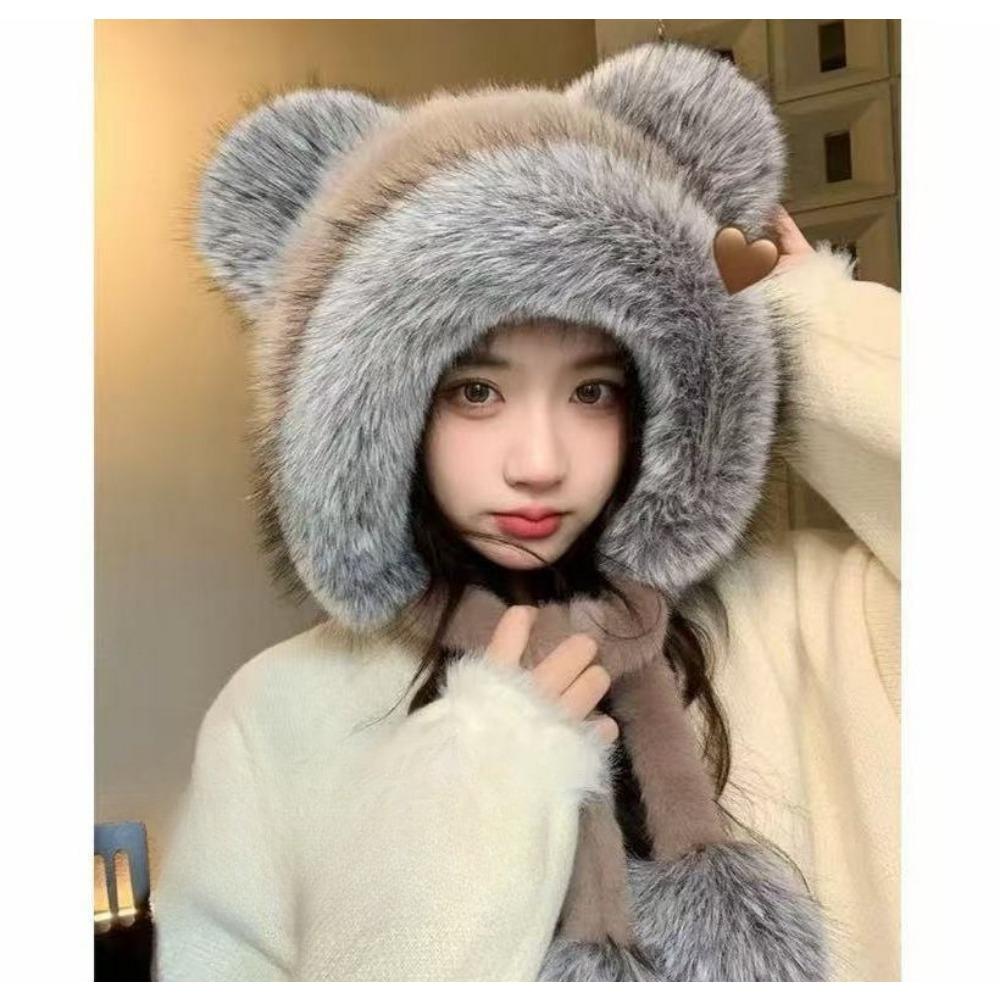 Niedliche Bärenohren Plüschmütze Winter Neu Radfahren Ohrenschutz Warme Damenmütze