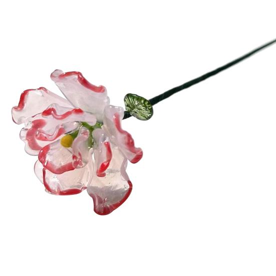 Ručně foukaná skleněná květinová dekorace s drátěným stonkem, ručně vyráběná figurka s barevnou glazurou, květinová váza, ozdoba do domácího obývacího pokoje, na kancelářský stůl