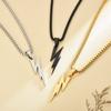 Men's Titanium Steel Lightning Pendant Square Pearl Necklace Hip Hop Fashion Accessory