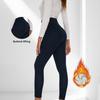 Women Leggings Solid Color High Waist Plush Lining Thickened Warm Pants Tight Fit Cold Weather Leggings