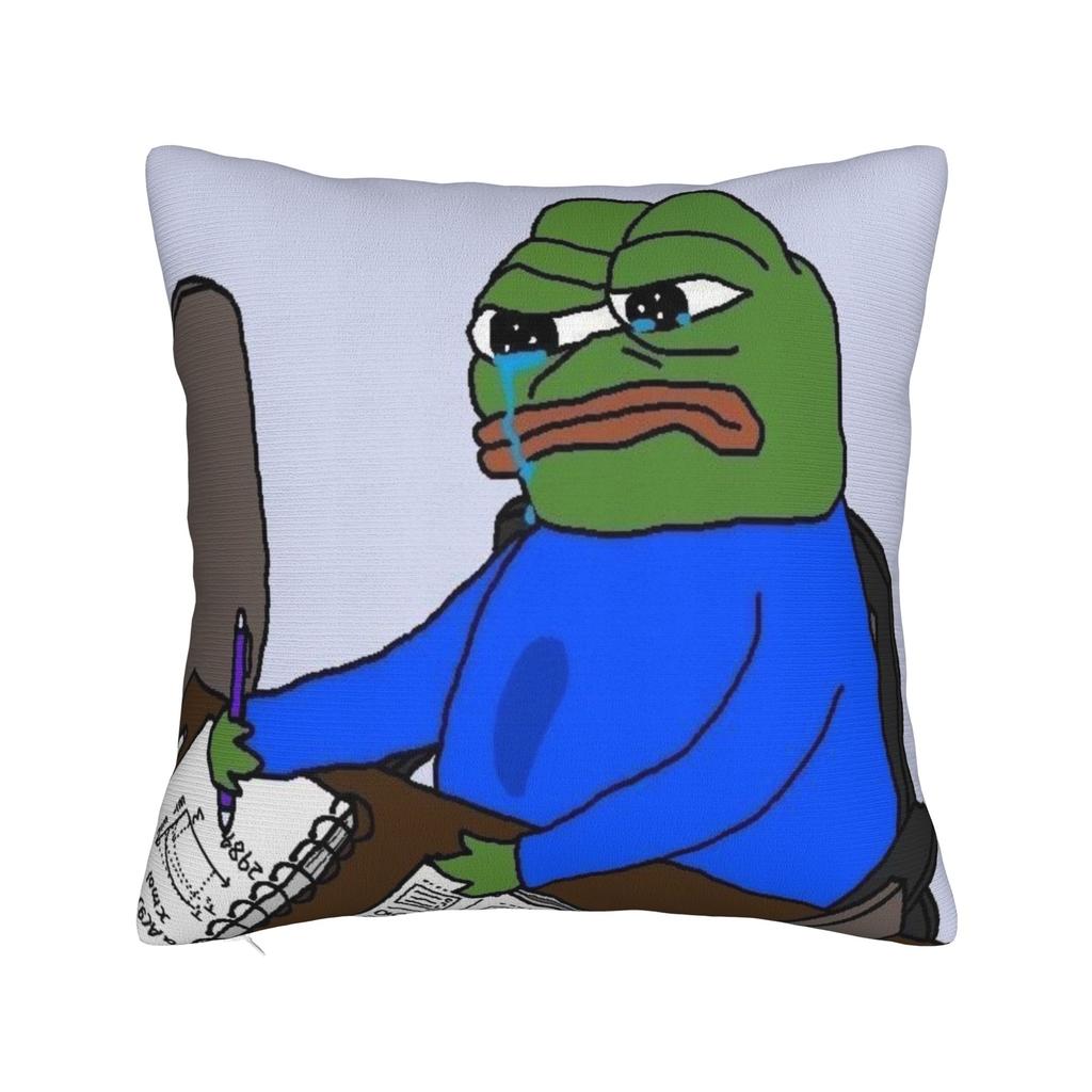 Sad Pepe frog funny meme Printed Pillowcase Cushion Cover  Throw Pillow Cover Warm Sofa Decoration Square Multi Size