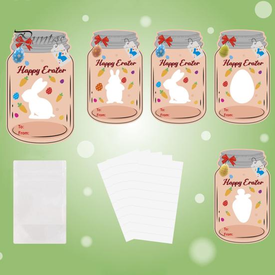 

24 шт., поздравительная открытка с бутылкой для пасхальной вечеринки, мультяшный кролик, яйцо, узор, открытка для обмена, классная вечеринка, пользу 1 Set