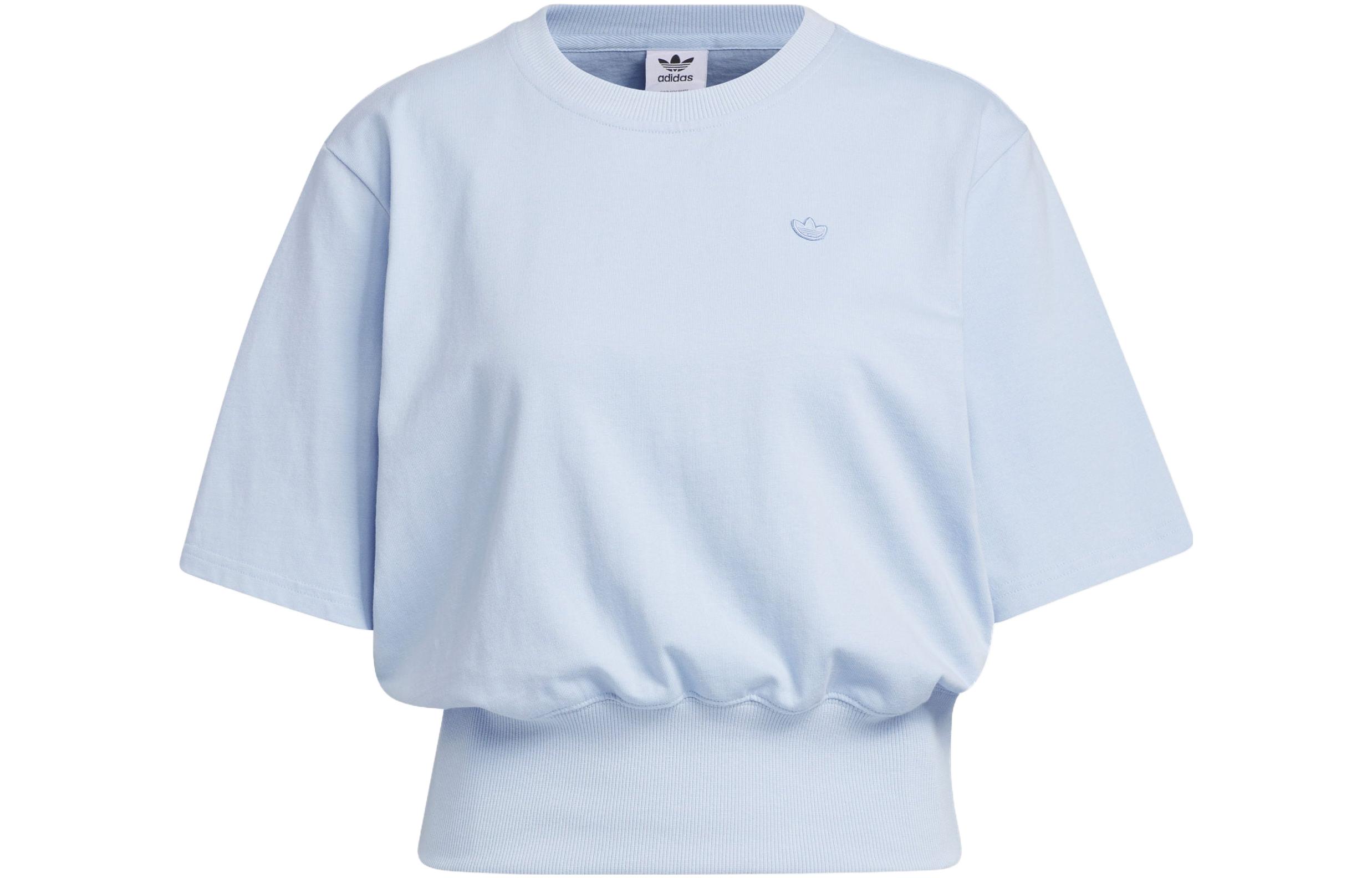 Adidas Originals Drop Shoulder Sleeve T Shirt Women s Light Pink Blue IP1755 L