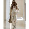 2025 Autumn/Winter Women's Hooded Plush Jumpsuit with Pocket Decoration