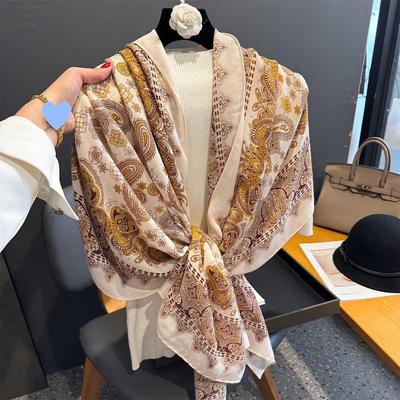 88*182cm Katoen aanvoelende sjaal voor dames lichtgewicht mode bloemenprint sjaals boho omslagdoek wraps