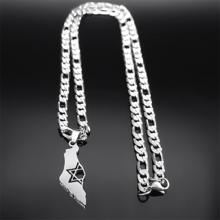 Israel Country Map Pendant Necklace Personalized Clavicle Chain Neck Jewelry