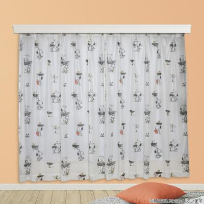 Cortinas de Renda Espelhada com Corte UV do Snoopy dos Peanuts, Conjunto de 2, 100 cm de Largura x 198 cm de Comprimento, KO-27, Personagem Snoopy, Laváveis, Proteção Térmica, Renda Espelhada