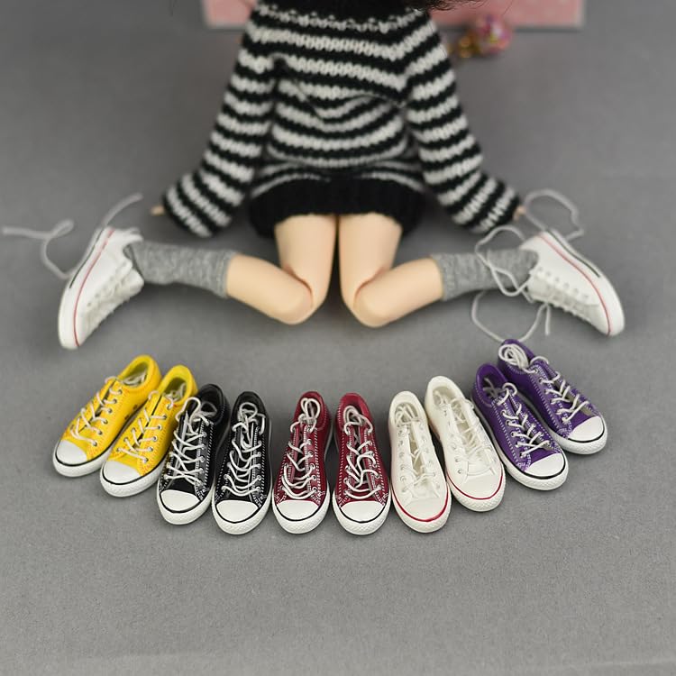 RUCY SHOP Doll Shoes Sneakers, Compatible with Licca-chan 1/6 Dolls, Black