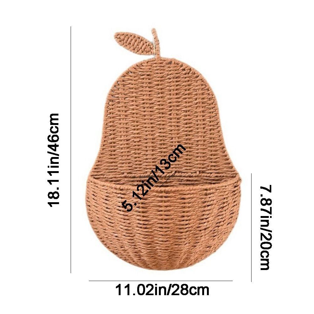 Handmade Pear Shape Storage Basket Decorative Rustic Imitation Rattan Storage Basket Eco-Friendly Woven Hanging Basket