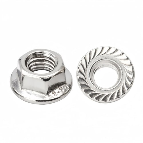 304 Stainless Steel Hex Flange Nuts, M10, 14-Pack, Serrated Flange Lock Nuts, DIN6923