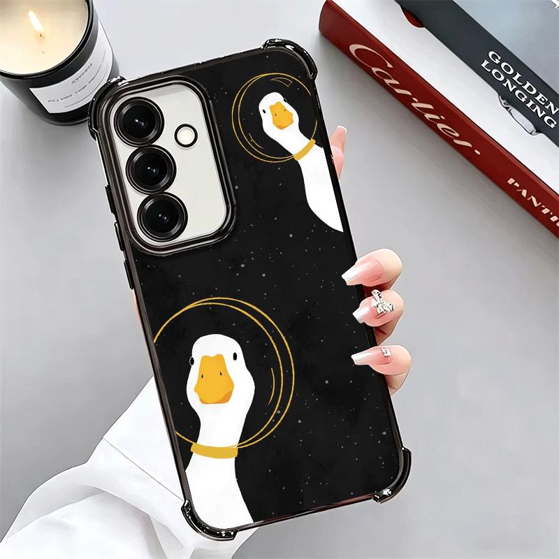Funny Cartoon Goose Game Plating Phone Case For Samsung A17 A07 A37 A57 A16 A56 A15 A55 A14 A54 A13 A53 A26 A36 A25 A35 A24 A34