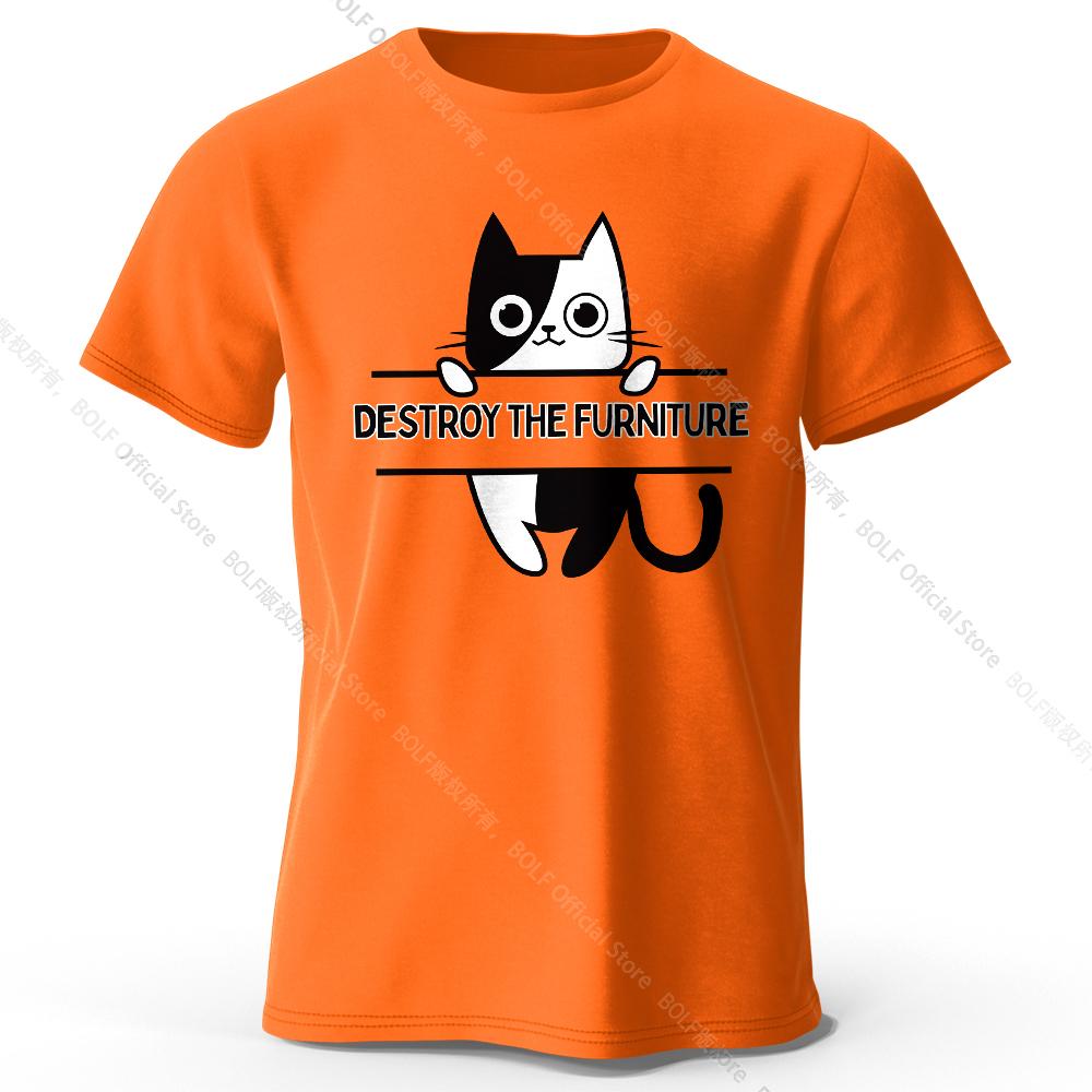 Destroy The Furniture Printed T-Shirt 100% Cotton Oversized Chaotic Graphic Tees for Men Women Summer Tops Anarchy Streetwear