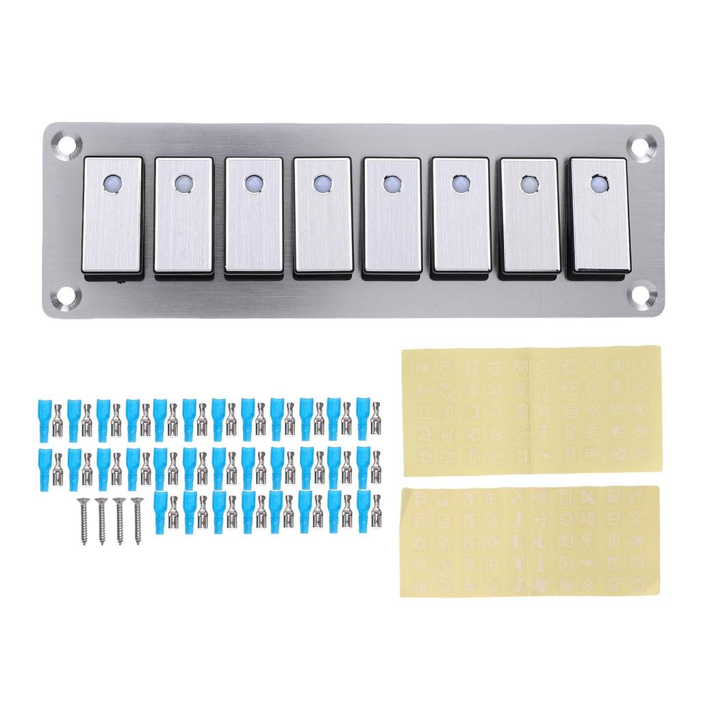 Aluminum Rocker Switch Panel 8 Gang Mini Rocker Toggle Switch Panel for Automotive RV Truck