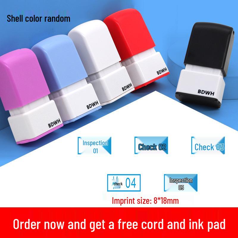 Medium QC Stamp: Auto-Inking, Employee & Pass Numbering, Inspection Approved.