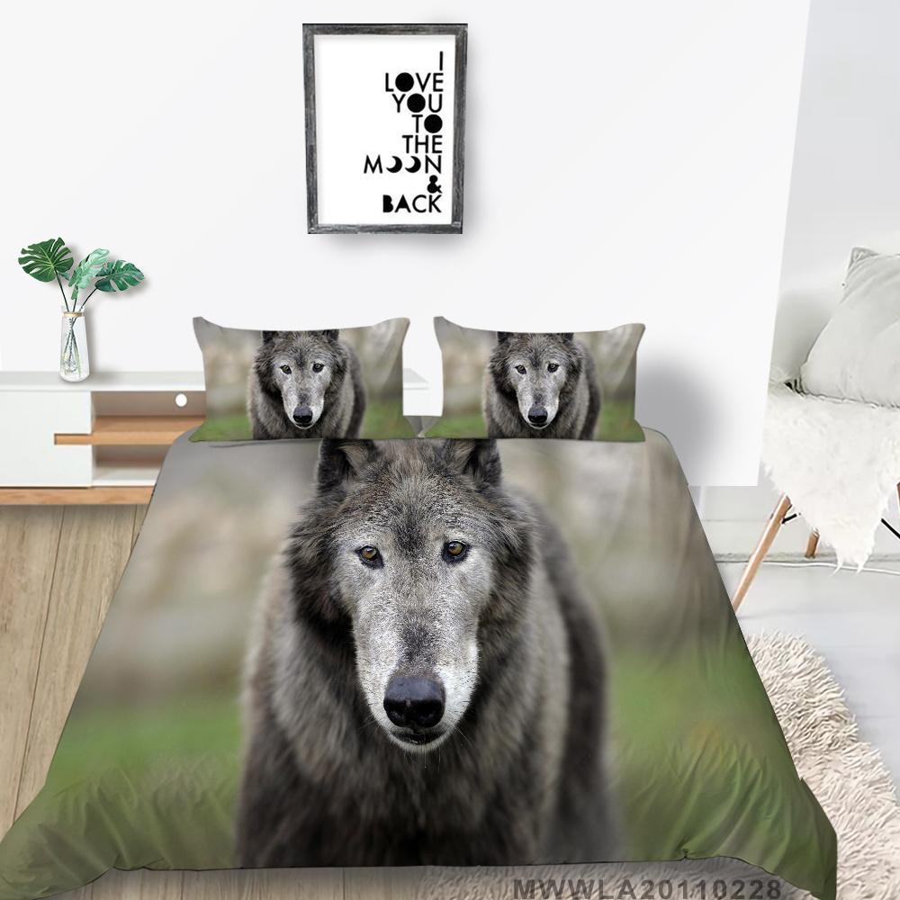 2023 New Style Duvet Cover Set Wolf Pattern Beding Cover Suitsn Polyester Quilt Cover Single Size Bed Set Teens Newly Fashion Bedding Suit