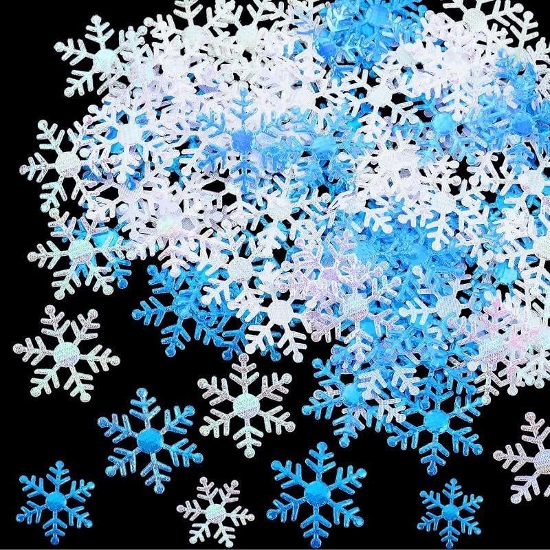 300pcs 2cm Christmas Snowflakes Confetti Xmas Tree Ornaments Christmas Decorations for Home Winter Party Cake Decor Supplies 7